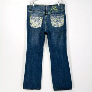 VINTAGE Request Jeans Mens 34X32 Embroidered Denim Distressed Y2K